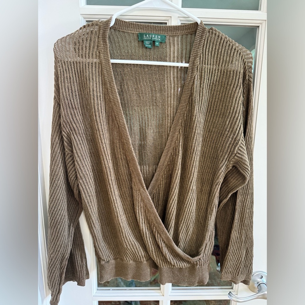 Lauren Ralph Lauren 100% Linen Crossover Top